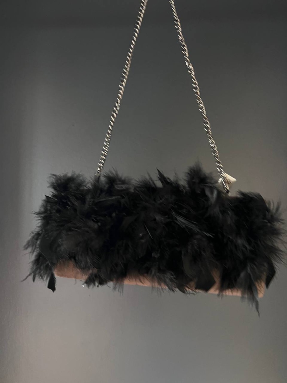 Borsa pochette Clutch piume nero