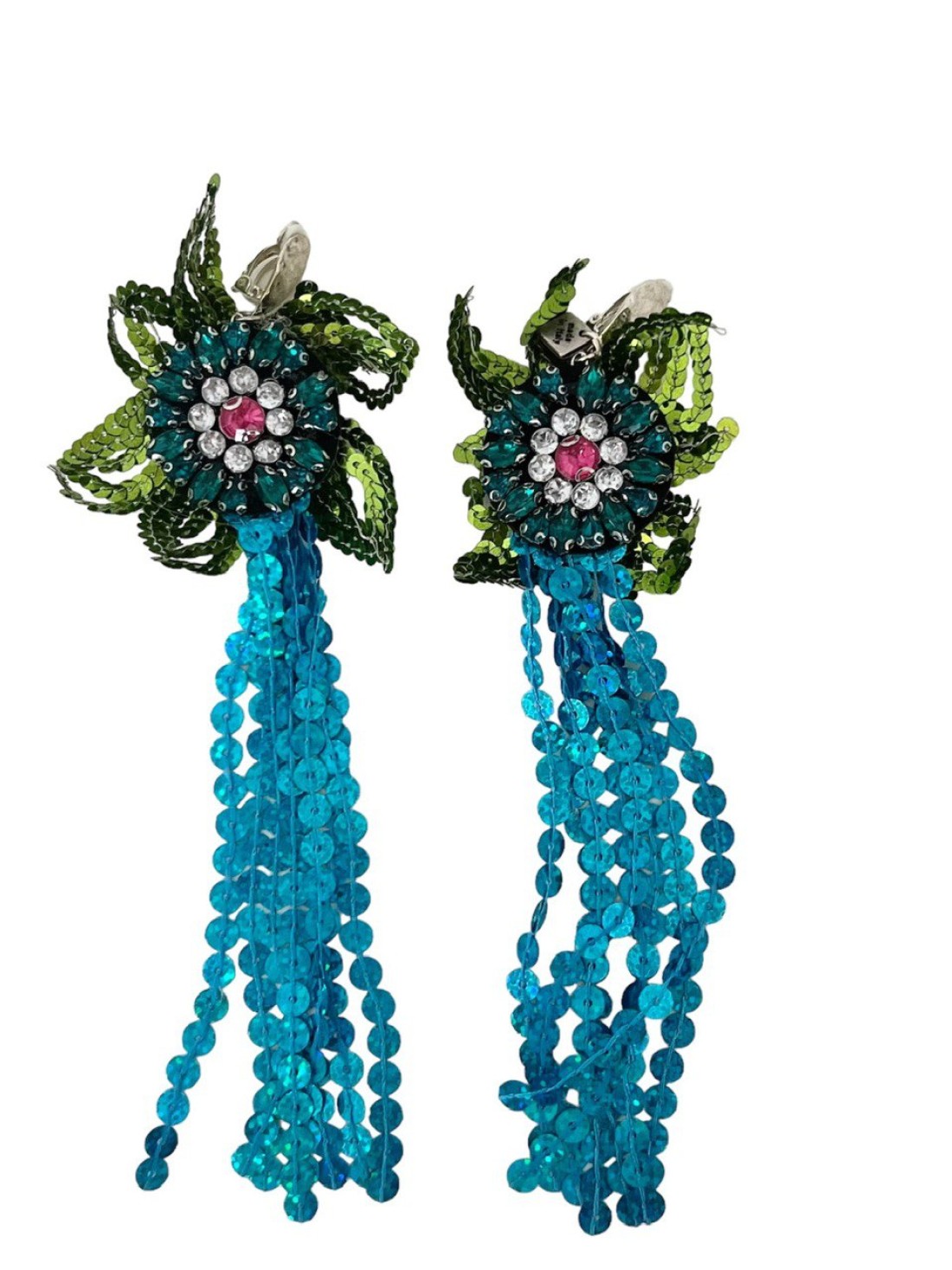 Orecchino fiore con paillettes