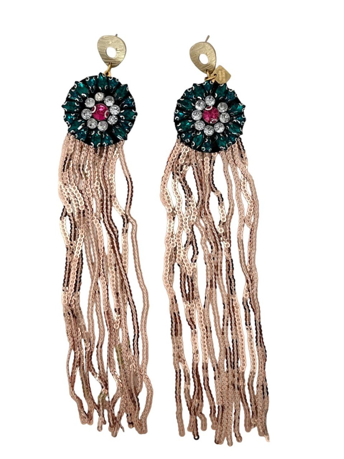 Orecchino bottone e paillettes