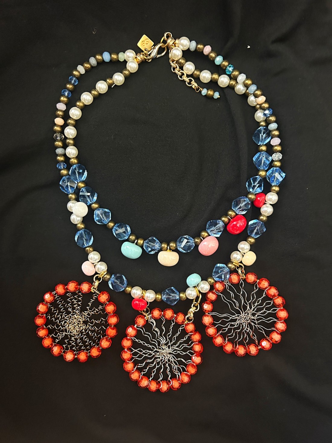 Collana girocollo doppio giro ruote arancio