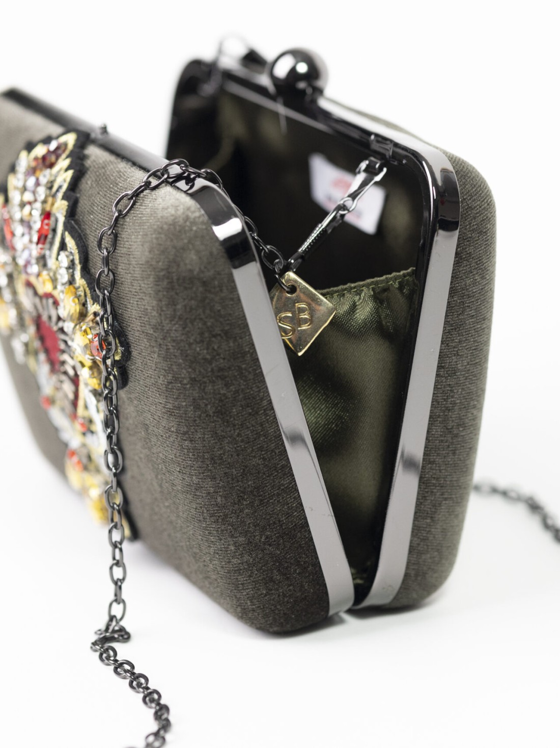 Borsa pochette clutch verde militare