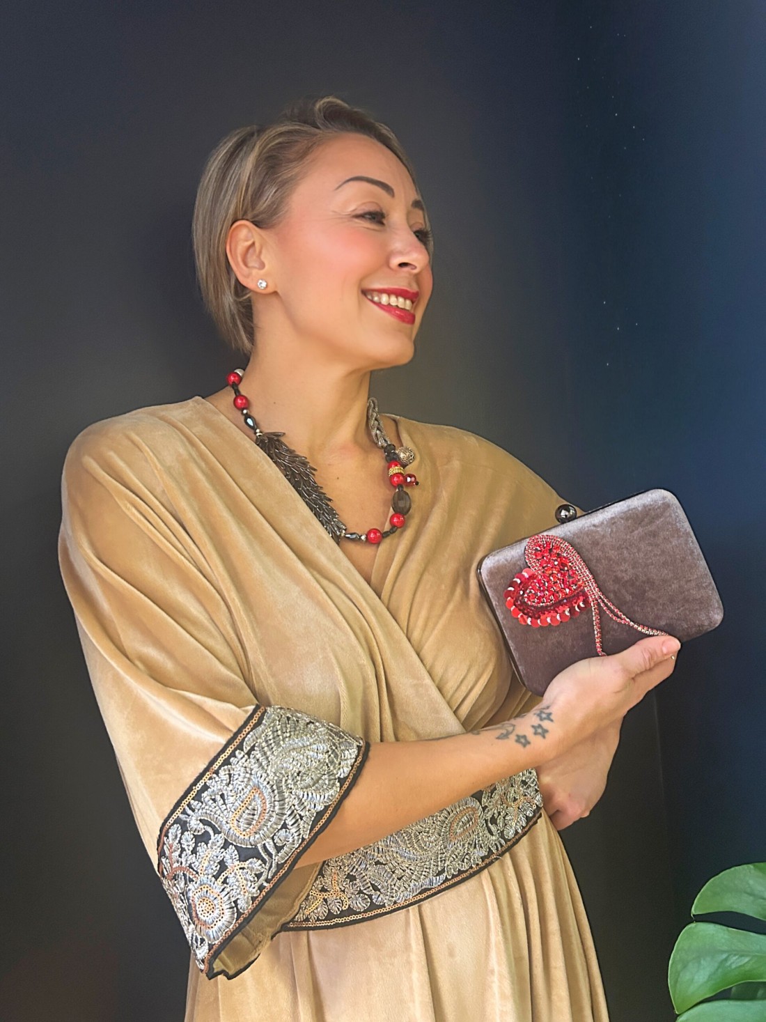 Borsa pochette clutch taupe
