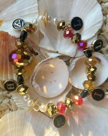 Bracciale rosso, arancio, oro Word