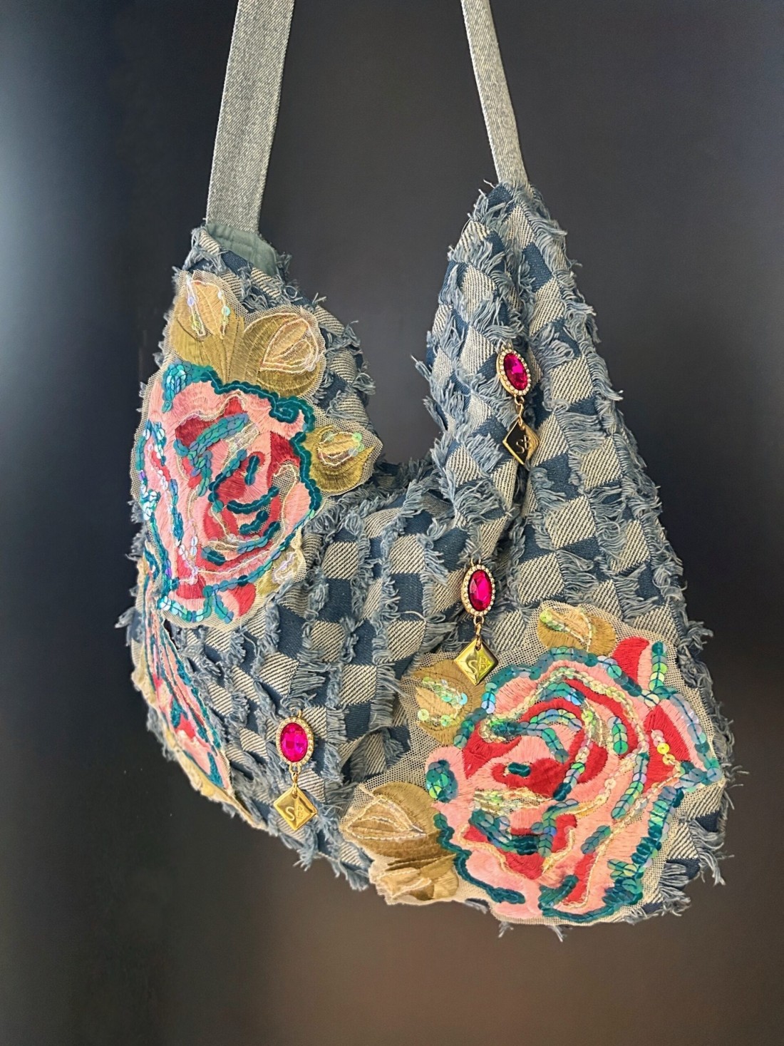 Borsa sacca hippy flowers