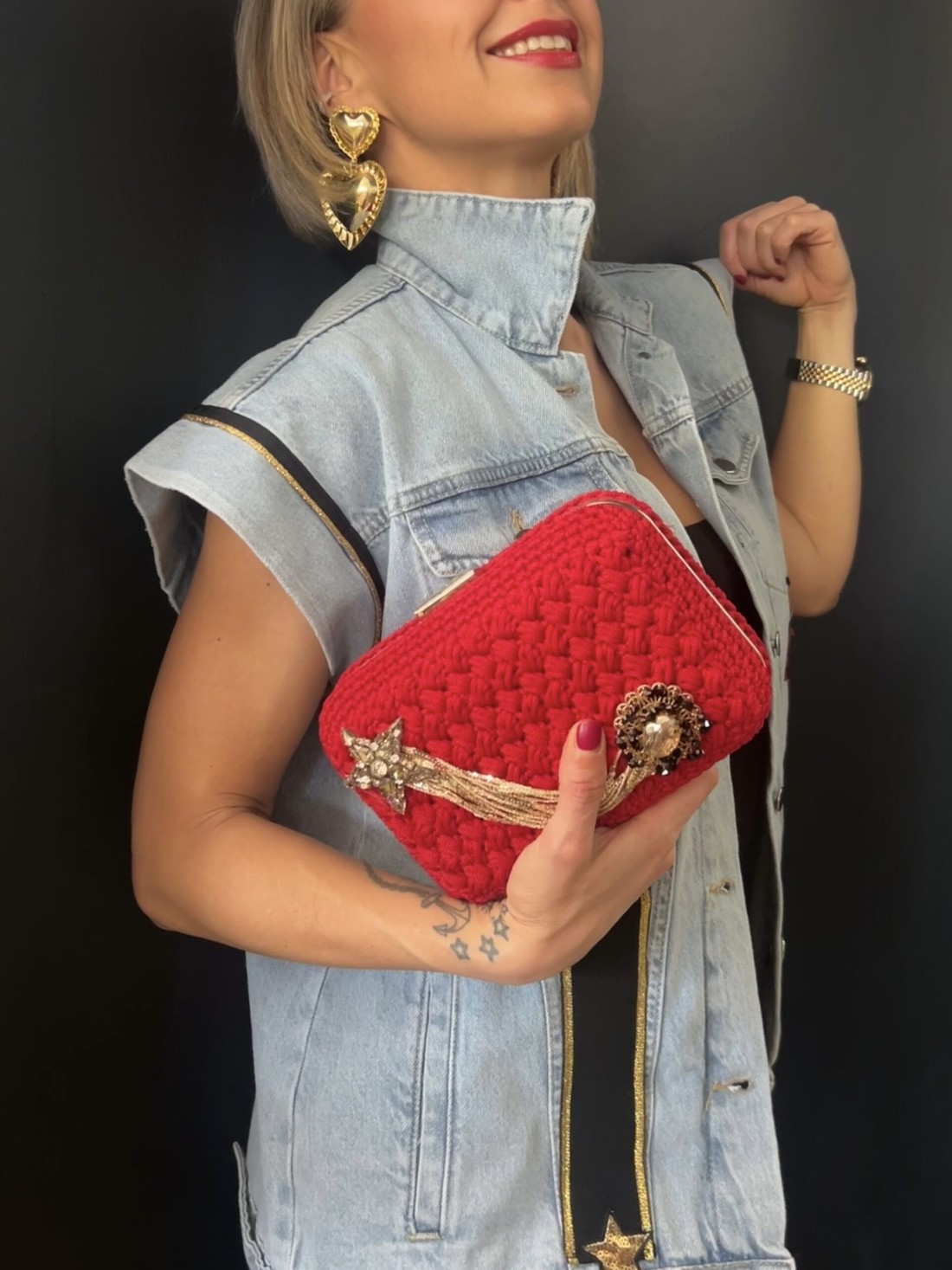Borsa pochette Clutch rosso