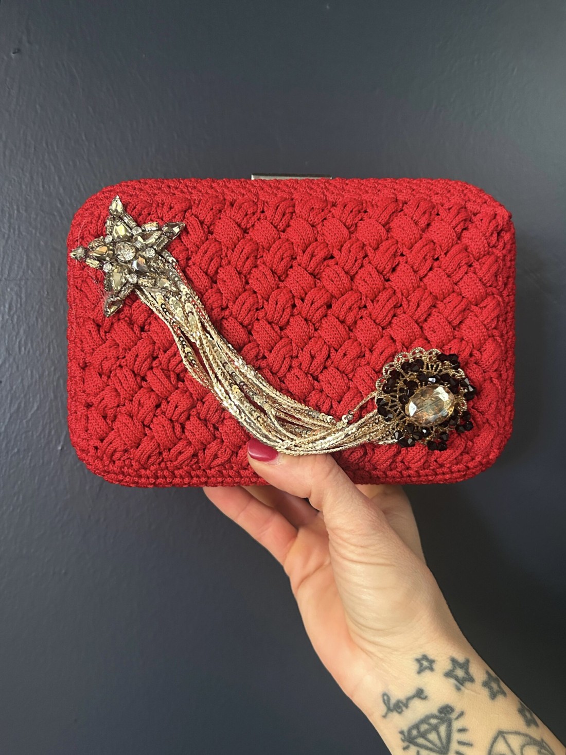 Borsa pochette Clutch rosso