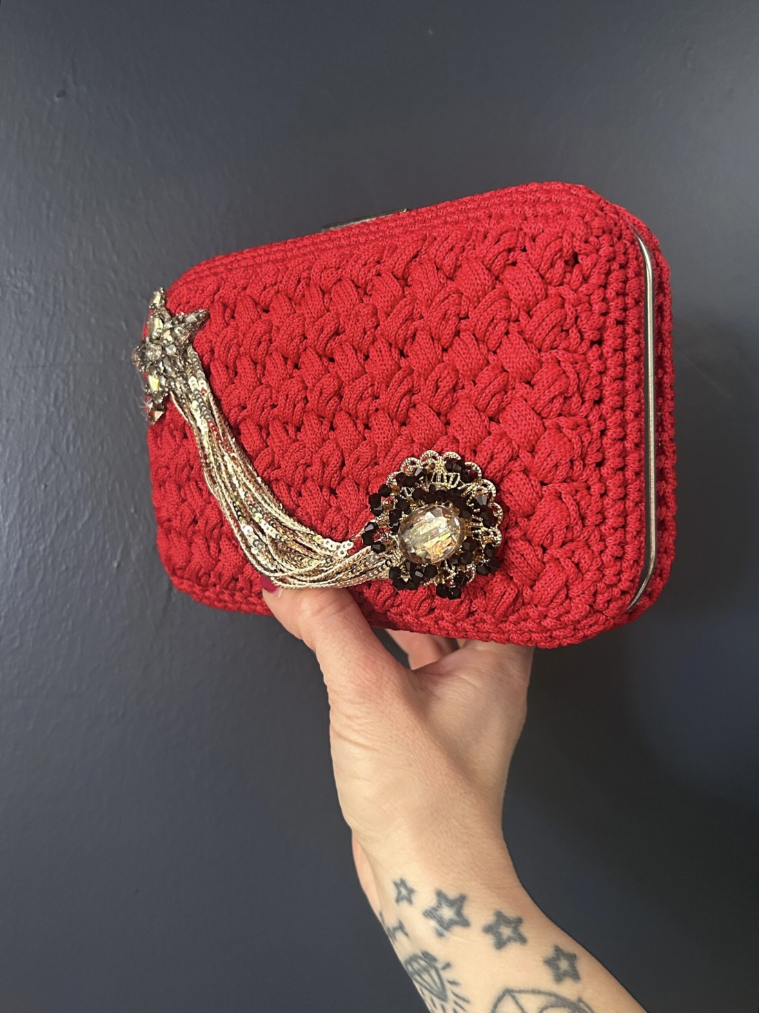 Borsa pochette Clutch rosso