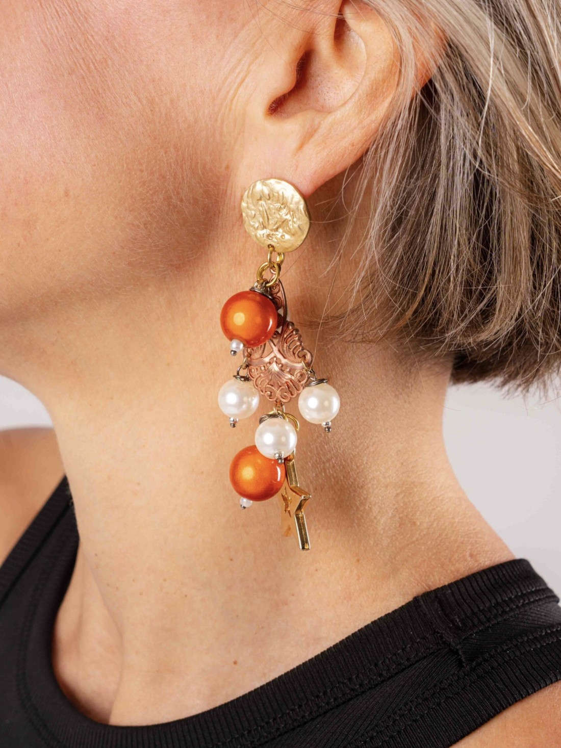 Orecchini Pearl Orange & White