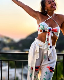 Completo  Pantalone + Top Bianco "Pura Vida"
