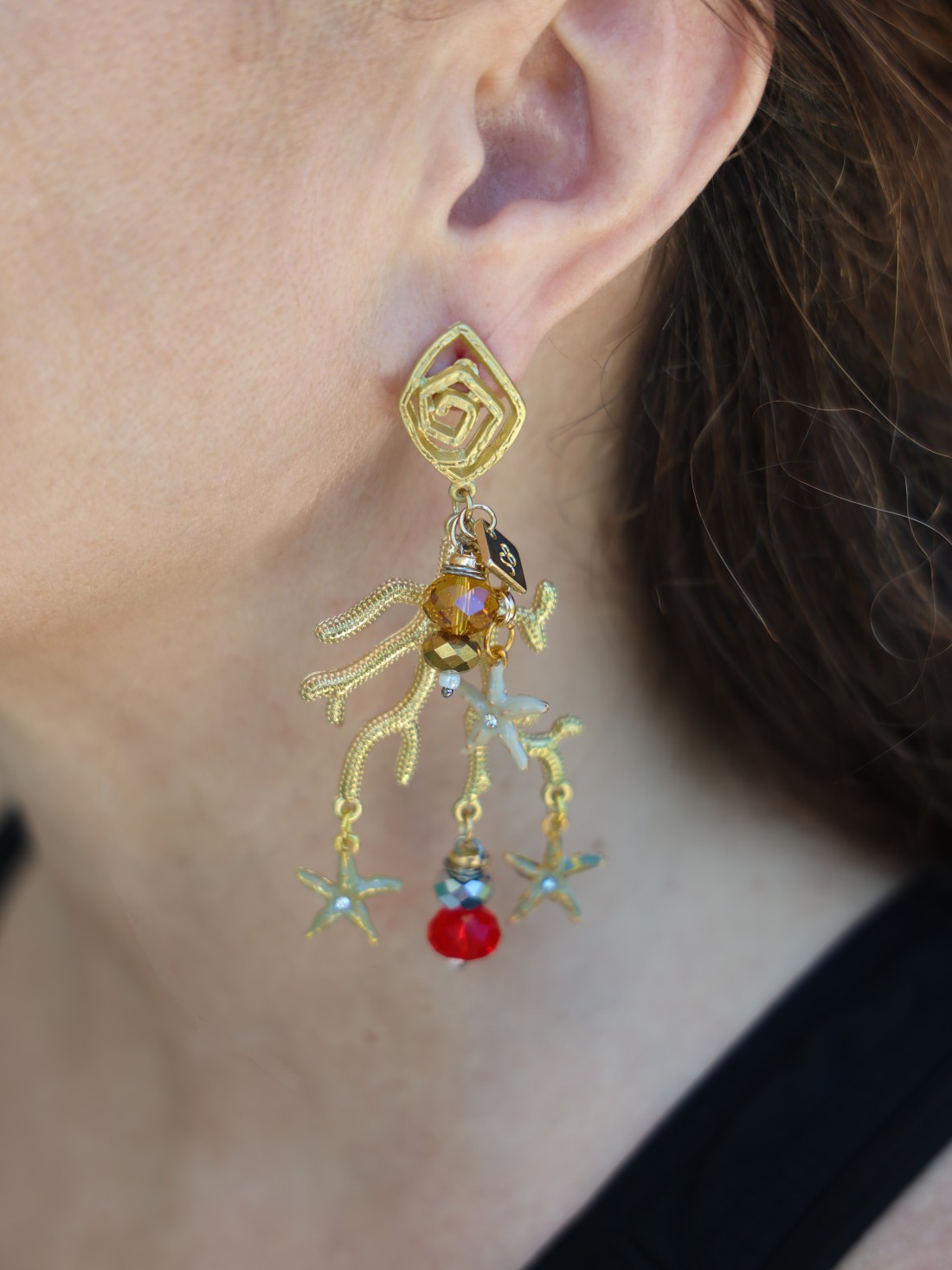 Orecchini Corallo Chic con Cristalli Swarovski