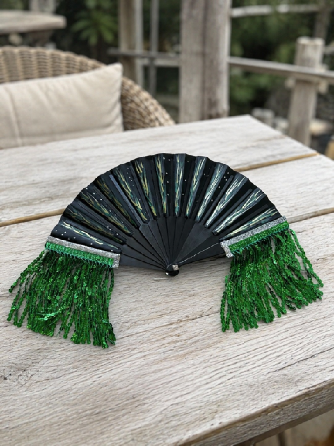 Ventaglio elegante nero- verde