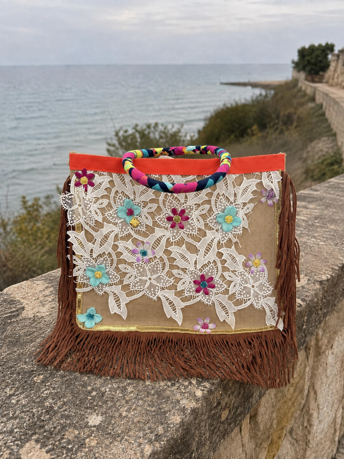 BORSA SHOPPER Pizzo Floreale