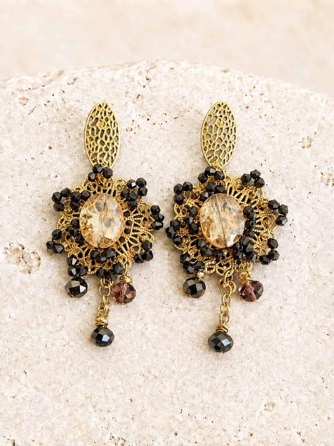 Orecchini Sicily cristalli ambra e swarovski