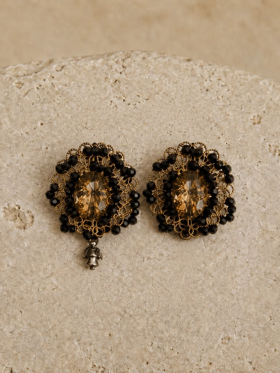 Orecchini con clip Sicily ambra e swarovski