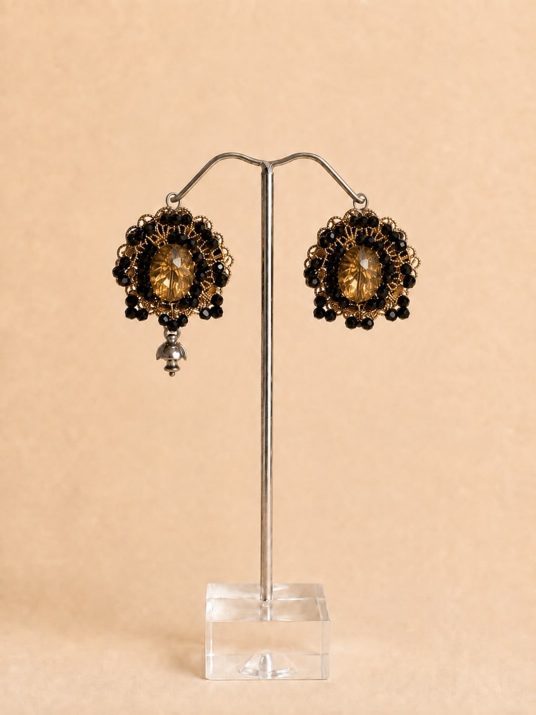 Orecchini con clip Sicily ambra e swarovski