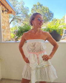 Completo bianco Sangallo con gonna a palloncino