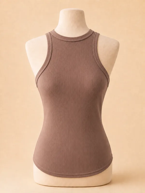 Canotta marrone minimal chic
