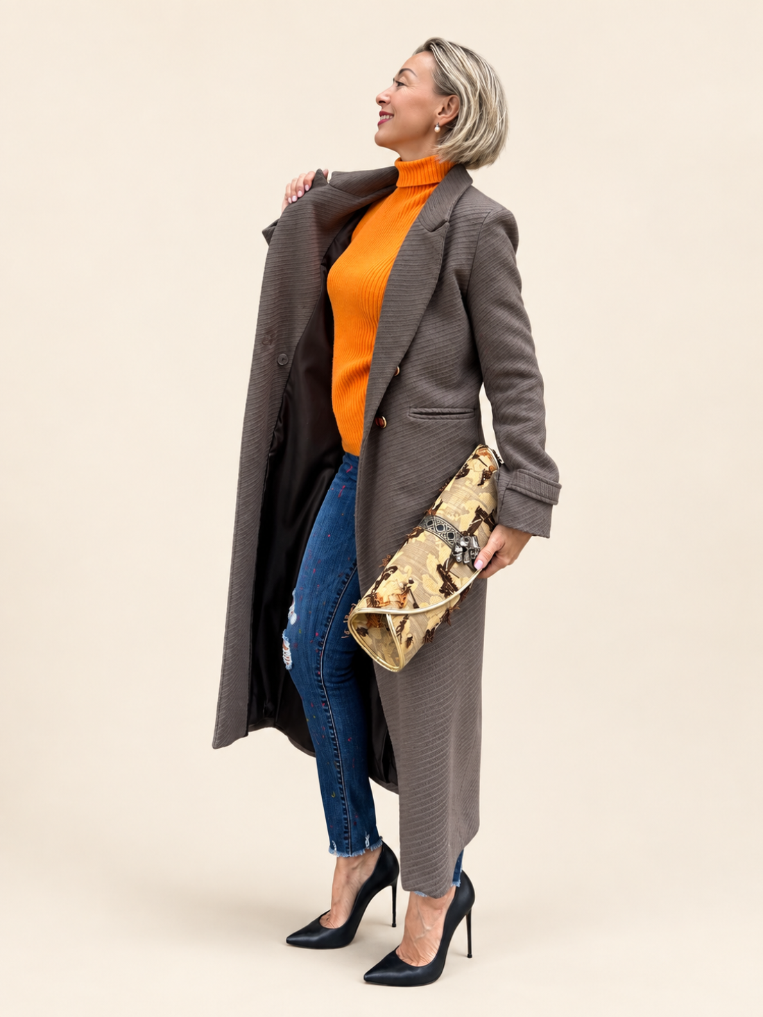 Cappotto Doppiopetto Taupe