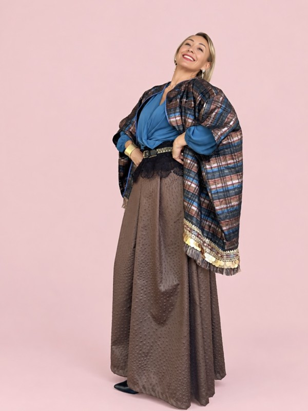 Giacca Oversize Tartan Gold