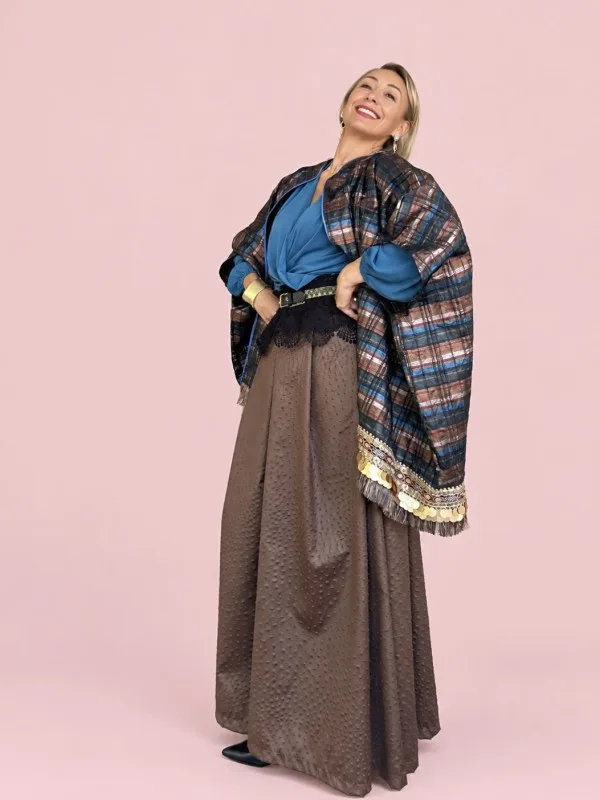Giacca Oversize Tartan Gold
