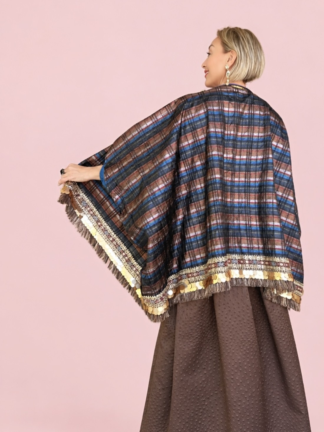 Giacca Oversize Tartan Gold